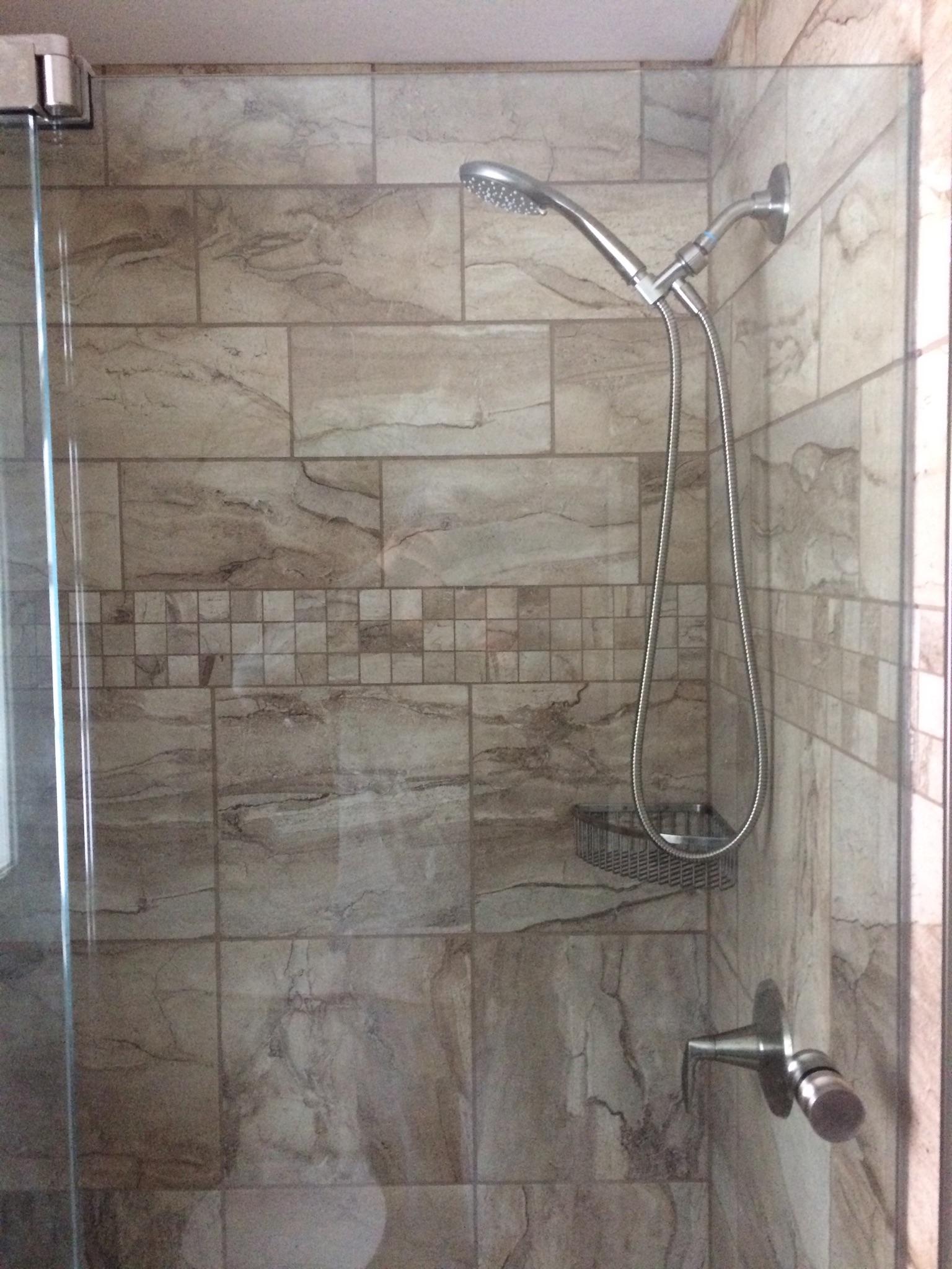 custom Tile Shower with Glass Door