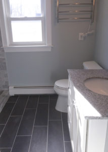 Tile Shower, Tile Floor, shaker vanity